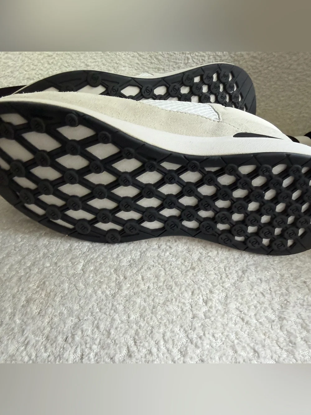 CHANEL Cream and White Interlaced CC Logo Sneakers